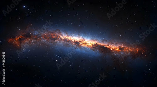 A view of a galaxy with ora...
