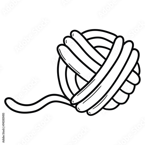Hand drawn doodle ball of thread on white background.