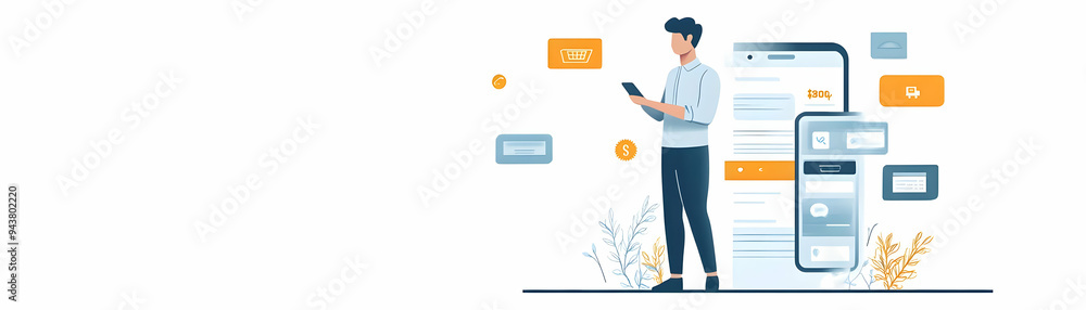 Person Using Mobile Banking to Send Money concept as A person using a mobile banking app to send money set against a clean background providing space for text or additional design elements. in Simple Person Using Mobile Banking to Send Money concept as A person using a mobile banking app to send money set against a clean background providing space for text or additional design elements. in Simple