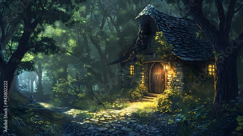 Mystical Stone Cottage in the Forest.