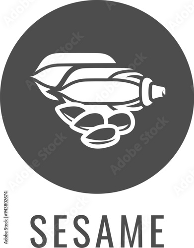 A sesame seed and capsule pod food allergen icon concept. Possibly an icon for the allergen or allergy.