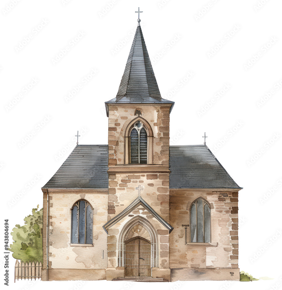 Fototapeta premium PNG Historic stone church illustration