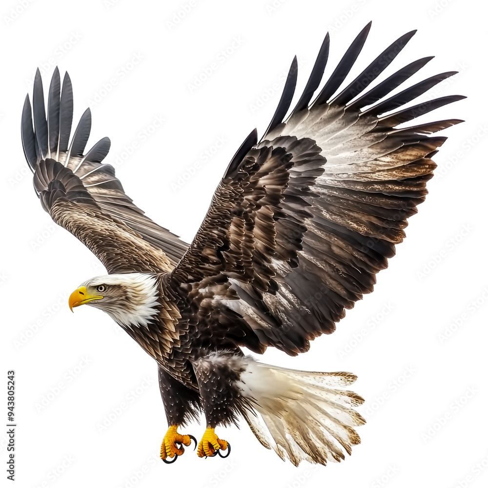 Obraz premium PNG Bald eagle soaring over scenery