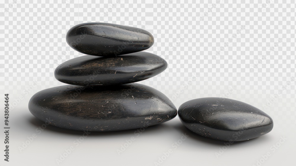 Balanced black stones isolate on trasparency background PNG Balanced black stones isolate on trasparency background PNG