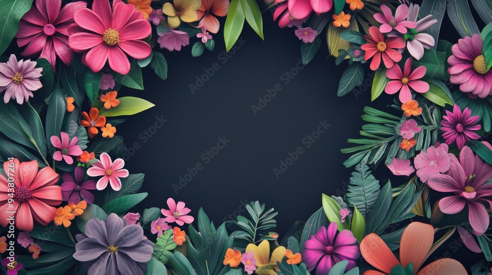 A vibrant floral wreath in a perfect circle, with intricate details of flowers and leaves creating a stunning natural pattern. A vibrant floral wreath in a perfect circle, with intricate details of flowers and leaves creating a stunning natural pattern.