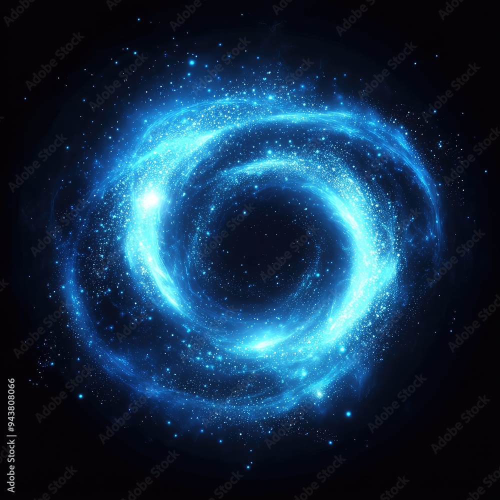 Blue light vortex with magical energy swirls, surrounded by glittery particles, isolated on a transparent background. Blue light vortex with magical energy swirls, surrounded by glittery particles, isolated on a transparent background.