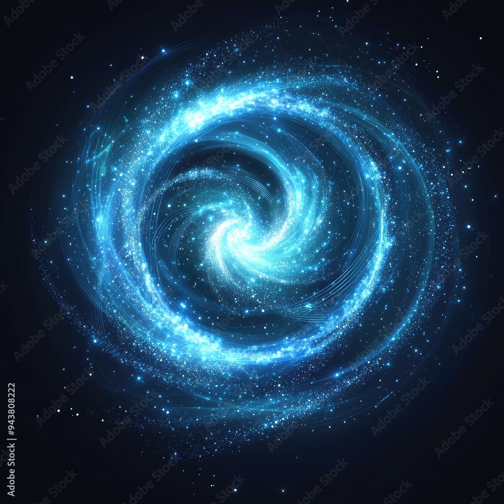 Blue light vortex with magical energy swirls, surrounded by glittery particles, isolated on a transparent background. Blue light vortex with magical energy swirls, surrounded by glittery particles, isolated on a transparent background.