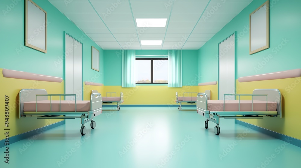 Pediatric ward, children s hospital room, 3D illustration Pediatric ward, children s hospital room, 3D illustration