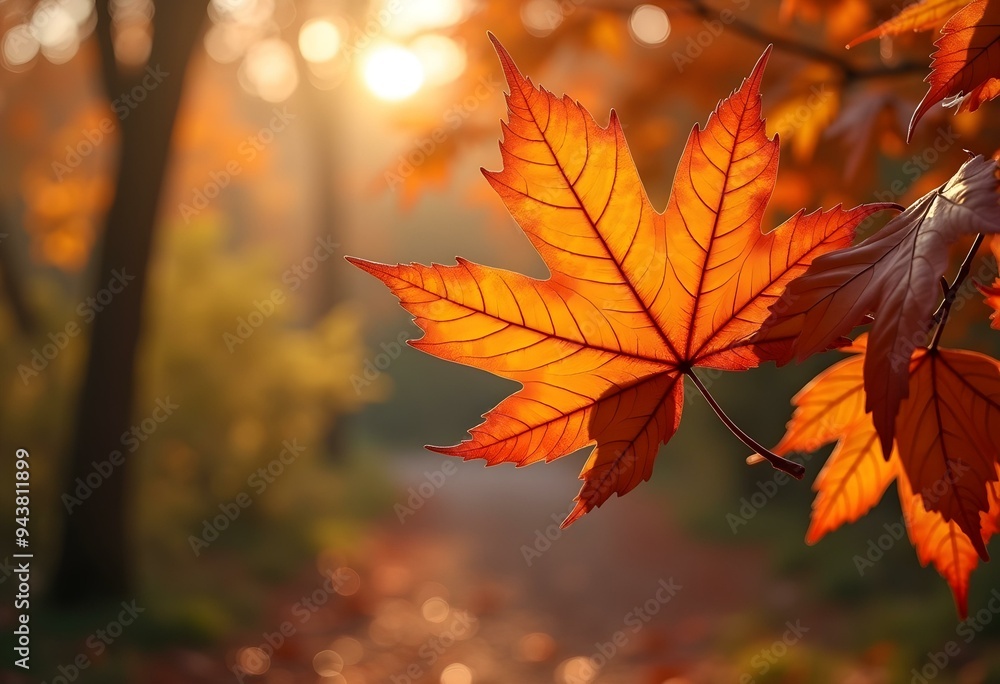 Golden Autumn Maple Leaf on Forest Path Wallpaper Golden Autumn Maple Leaf on Forest Path Wallpaper