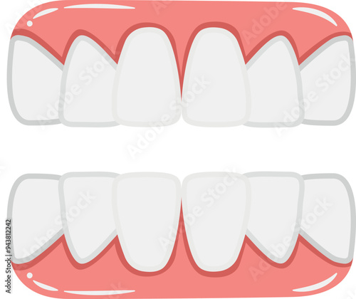 Healthy Human White Teeth Illustration Isolated on White Background