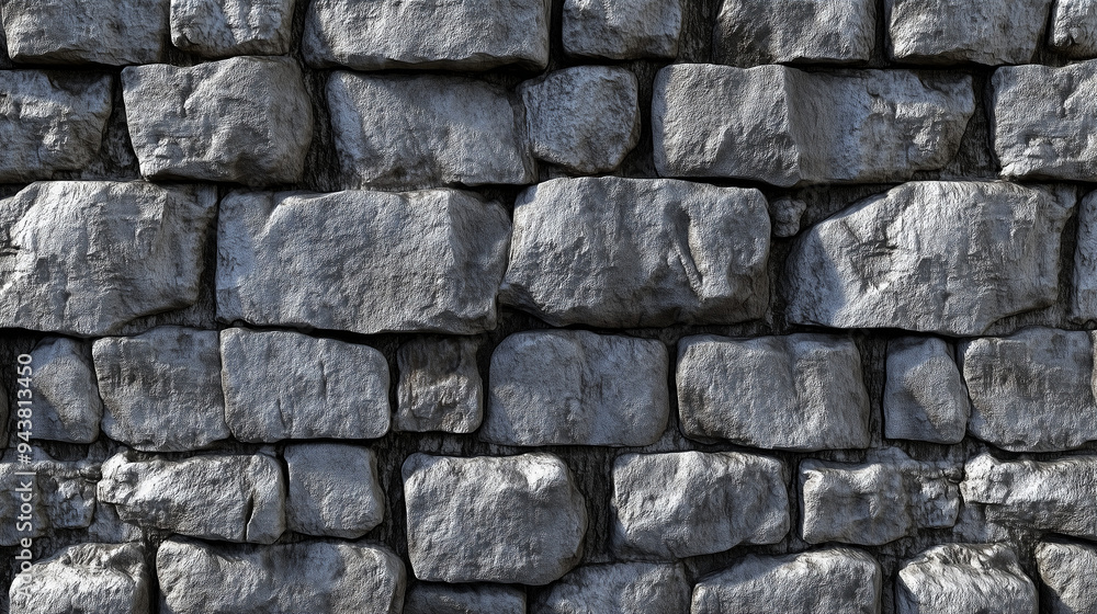 Fototapeta premium Stone masonry, gray textured stones, ancient wall