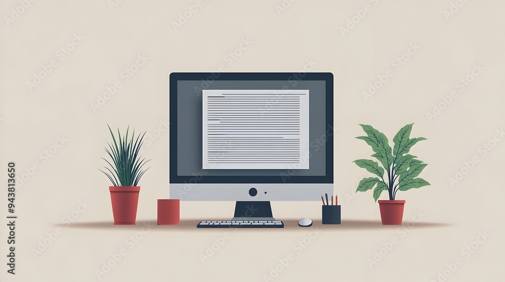 Minimalist Digital Document Opening on Screen with Text Loading Minimalist Digital Document Opening on Screen with Text Loading