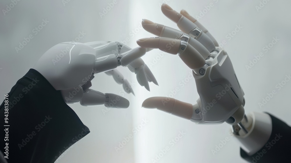 The robotic hands connecting The robotic hands connecting