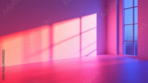 3D rendering of a shadow on a white wall illuminated by window light