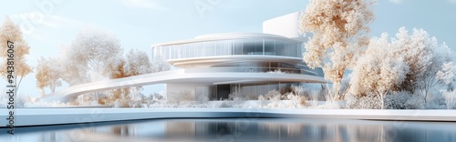 3D rendering of an architectural model of a building