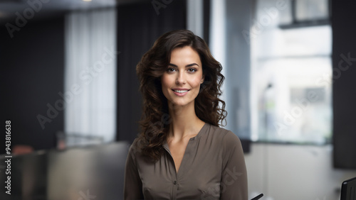 Free Download A professional headshot of a mature brunette businesswoman with a confident expression. Her polished appearance and natural makeup make her the epitome of success - GFXLoad