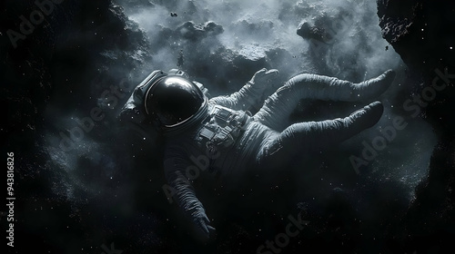 An astronaut floats in spac...