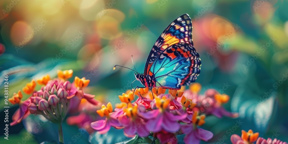Colorful Butterfly on Flowers Colorful Butterfly on Flowers