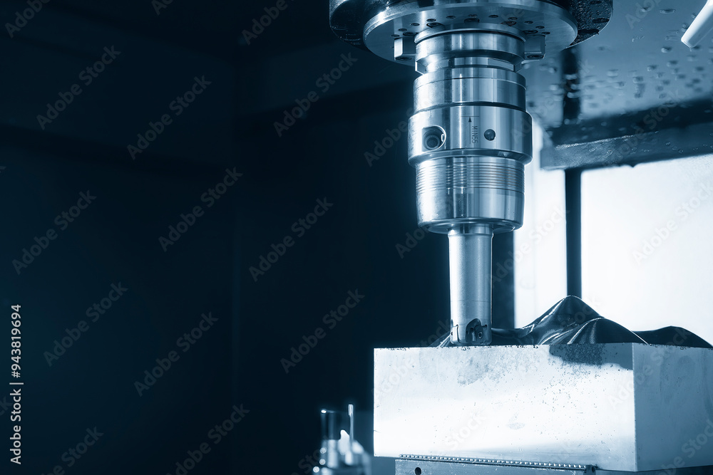 The CNC milling machine rough cutting the injection mold parts by indexable tools. The CNC milling machine rough cutting the injection mold parts by indexable tools.