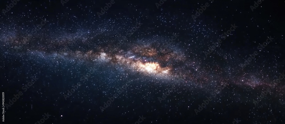 Fototapeta premium 3D cartoon rendering of a dark night sky with the Milky Way and stars against a dark background Starry sky scene