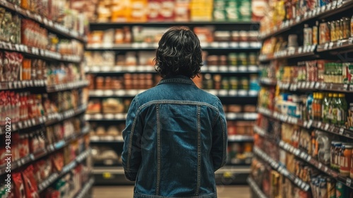 Wallpaper Mural A person is standing in the middle of an aisle looking at the shelves. Torontodigital.ca