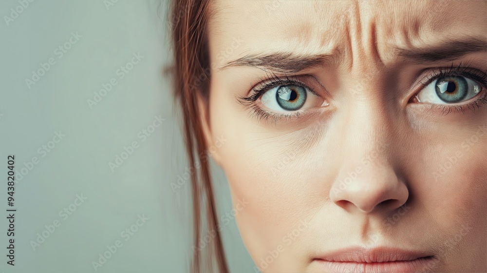Close-up of a woman's face with furrowed brows, expressing concern and uncertainty.
Close-up of a woman's face with furrowed brows, expressing concern and uncertainty.