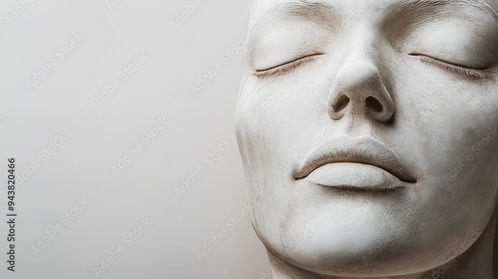 Minimalist white sculpture of a woman's face with closed eyes, evoking calm and serenity.
Minimalist white sculpture of a woman's face with closed eyes, evoking calm and serenity.