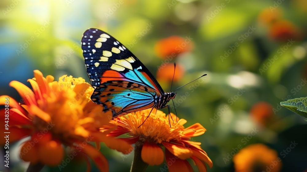 A Vibrant Butterfly on a Flower A Vibrant Butterfly on a Flower