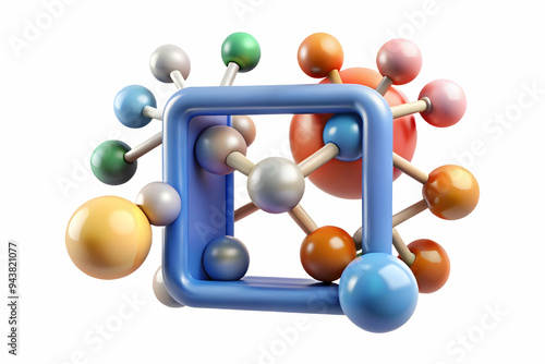 Bio inspired border with molecular structure and copy space concept as A border frame featuring a bio inspired molecular structure design framing a central copy space. The molecules are interconnected photo