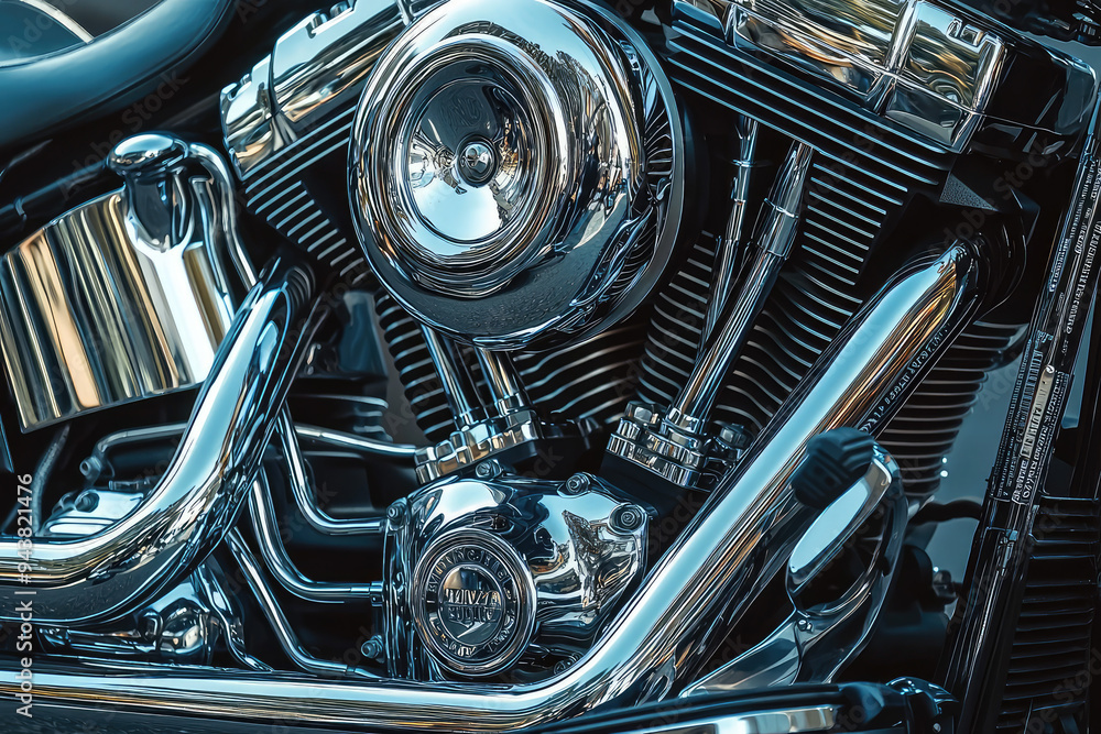 Discover the Power of a Shiny Motorcycle Engine: An Exposed View of Strength and Craftsmanship in Automotive Engineering. Discover the Power of a Shiny Motorcycle Engine: An Exposed View of Strength and Craftsmanship in Automotive Engineering.