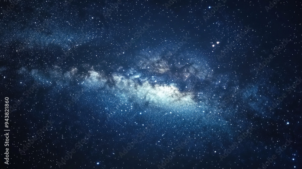 Fototapeta premium 3D cartoon rendering showcasing a dark blue night sky filled with numerous stars and the Milky Way in the background