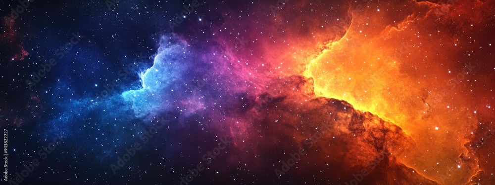Obraz premium Space background featuring a colorful cosmos with a realistic nebula and shining stars Includes stardust and the Milky Way along with a magical color galaxy depicting an infinite universe and star