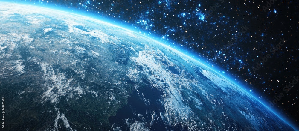 Fototapeta premium 3D cartoon depiction of Earth in space View of the planet from above