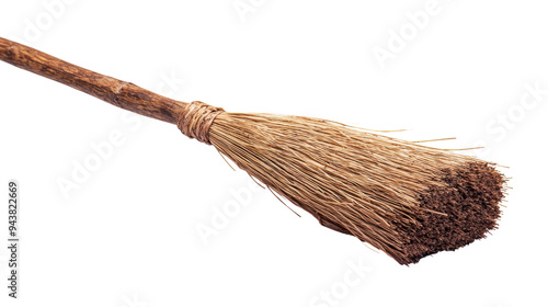 Wallpaper Mural Clean Sweep - Traditional Broomstick with Straw Bristles on White Background Torontodigital.ca