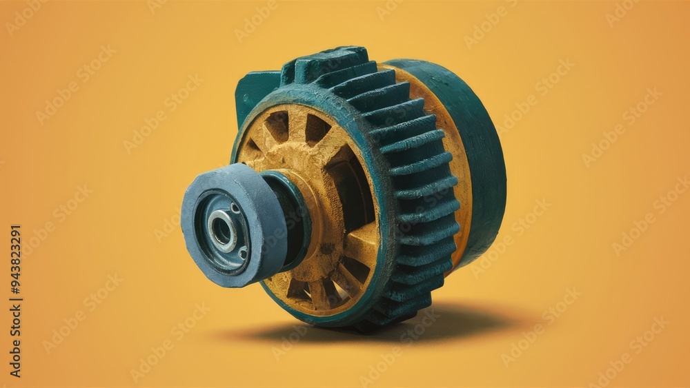 Close-up of a 3D Rendered Starter Motor Isolated on White Background Close-up of a 3D Rendered Starter Motor Isolated on White Background