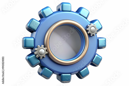 Futuristic gear border with rotating elements and copy space concept as A border frame with a futuristic gear design featuring rotating elements that frame a central copy space. The gears symbolize th