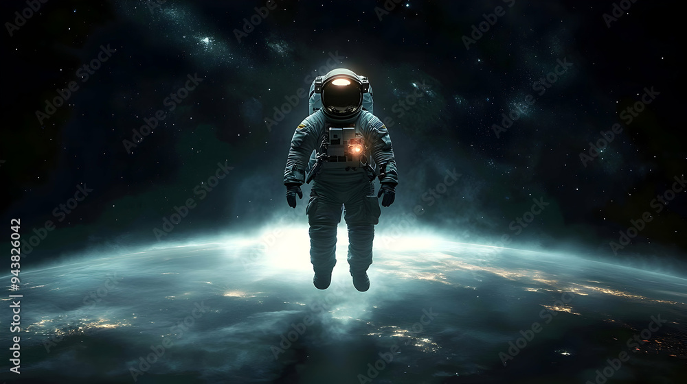 Astronaut floating in space above planet Earth, looking at the stars. Astronaut floating in space above planet Earth, looking at the stars.