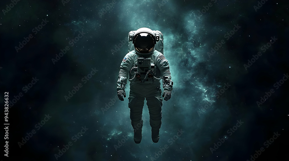 Astronaut floating in space against a backdrop of stars and nebulae. Astronaut floating in space against a backdrop of stars and nebulae.
