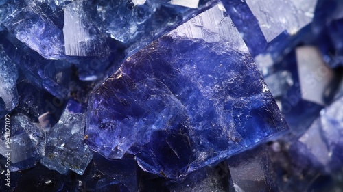 Polished tanzanite with a rich blue hue, displayed in a close-up shot that emphasizes its natural crystalline structure.
