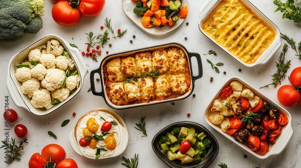 An inviting spread of various vegetable dishes showcases a colorful mix of flavors and textures, perfect for any meal An inviting spread of various vegetable dishes showcases a colorful mix of flavors and textures, perfect for any meal