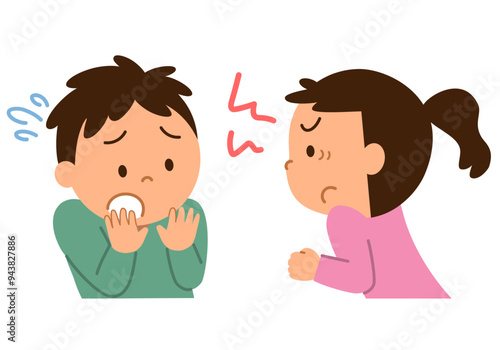 友達を睨む女の子
