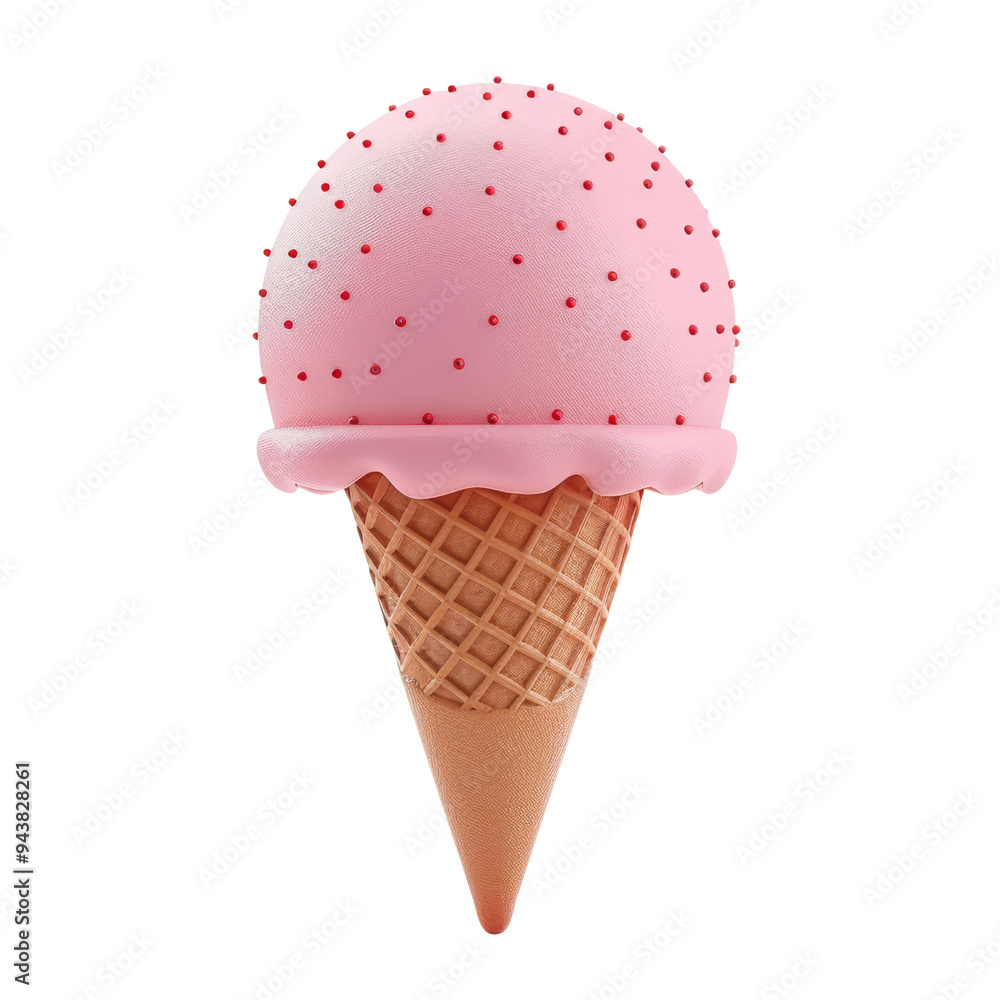 strawberry ice cream corn 3d render icon isolated on transparent background cutout strawberry ice cream corn 3d render icon isolated on transparent background cutout