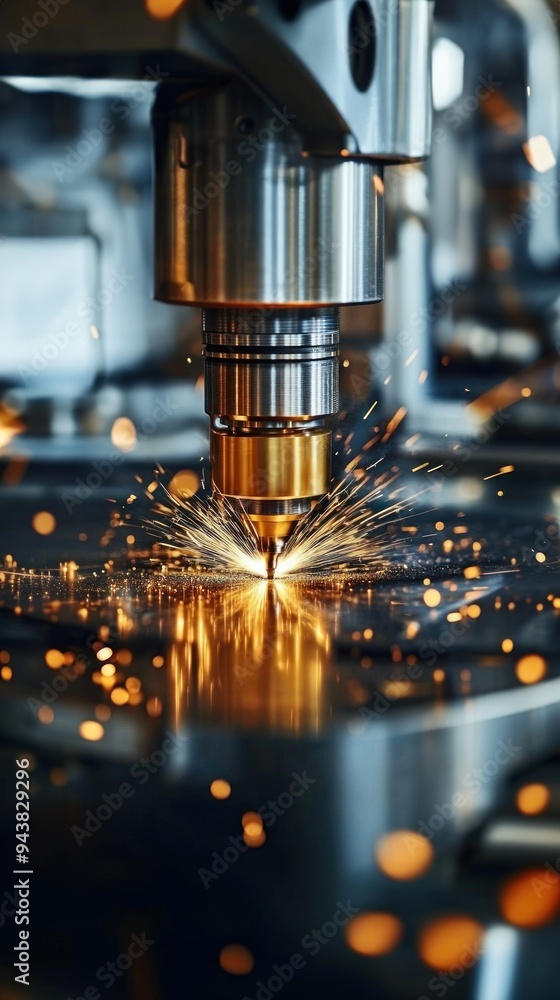 Advanced AI powered industrial lighting fixture with sparks flying around, precision lighting technology, modern design Advanced AI powered industrial lighting fixture with sparks flying around, precision lighting technology, modern design