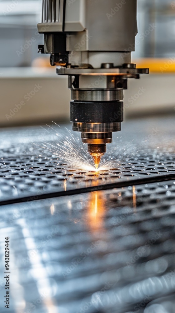 Industrial laser machine cutting metal with visible precision, advanced cutting technology, industrial equipment Industrial laser machine cutting metal with visible precision, advanced cutting technology, industrial equipment