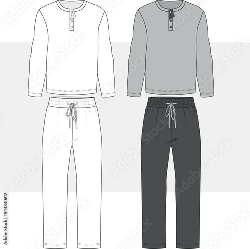 TRACK SUIT SWEATSHIRT AND JOGGERS SET FOR MEN AND BOYS SPORTS WEAR VECTOR. MEN AND BOYS TEE AND PAJAMA SET SLEEP WEAR VECTOR DRAWING