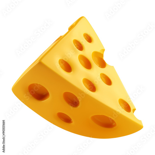 Wallpaper Mural slice of cheese 3d render icon isolated on transparent background cutout Torontodigital.ca