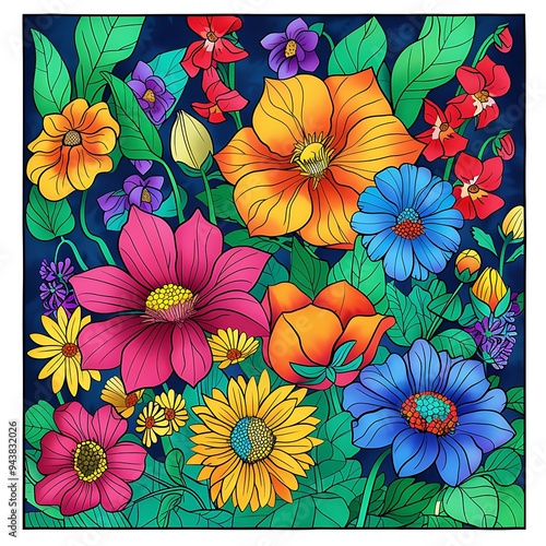 Colorful Flower Illustration.