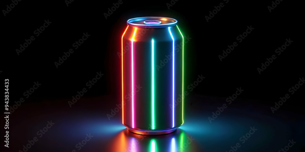 Flat Neon glowing abstract lines forming a soda can outline concept as Abstract neon glowing lines intertwine to create the outline of a soda can set against a dark edgy background. The camera rotates Flat Neon glowing abstract lines forming a soda can outline concept as Abstract neon glowing lines intertwine to create the outline of a soda can set against a dark edgy background. The camera rotates