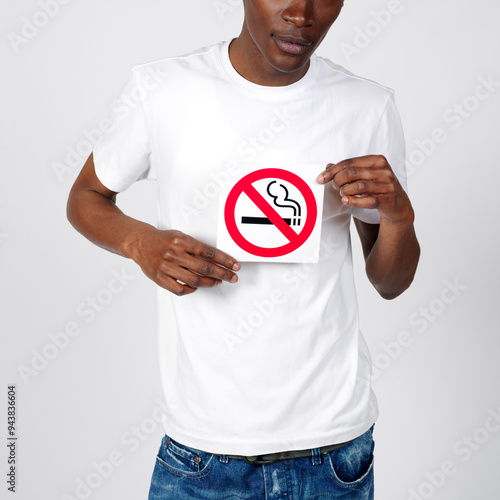 Man Holding No Smoking Sign photo