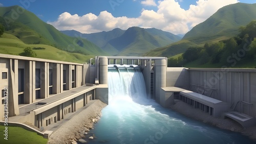 dam on the river and water